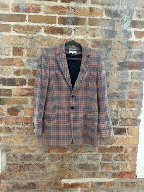 Current/Elliott Gray and Orange Plaid Blazer